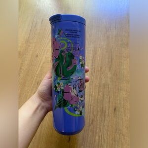 Starbucks 2023 Holiday Blue Poinsettia Floral Tumbler